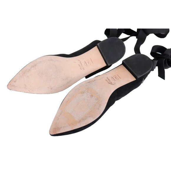 Stuart Weitzman Women's Size 8.5 Black Suede Supersonic Ankle Wrap Ballet Flat - Picture 8 of 10